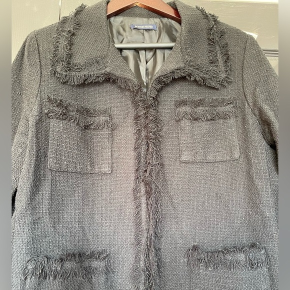 Boston Proper Tweed Black Long Jacket size M - Picture 2 of 12